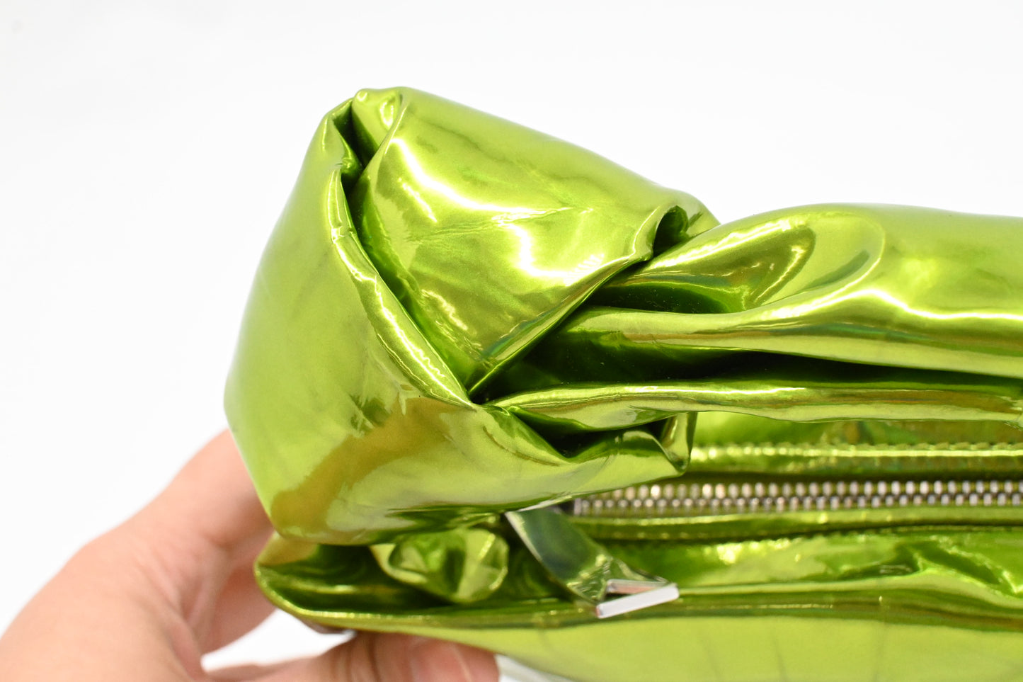 Bottega Veneta Mini Jodie in Metallic Green Patent Leather