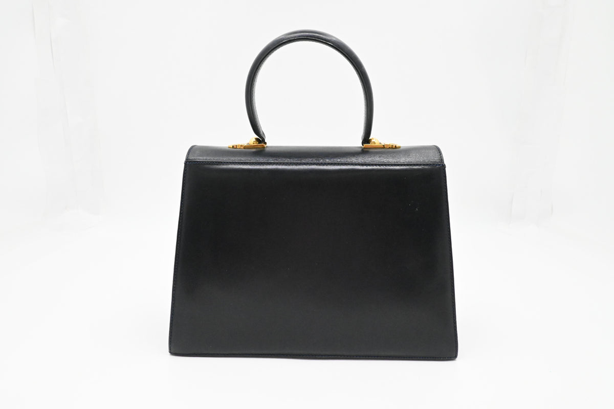 Ferragamo Gancini Handbag in Dark Blue Leather