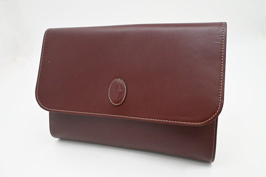 Cartier Clutch in Burgundy Leather