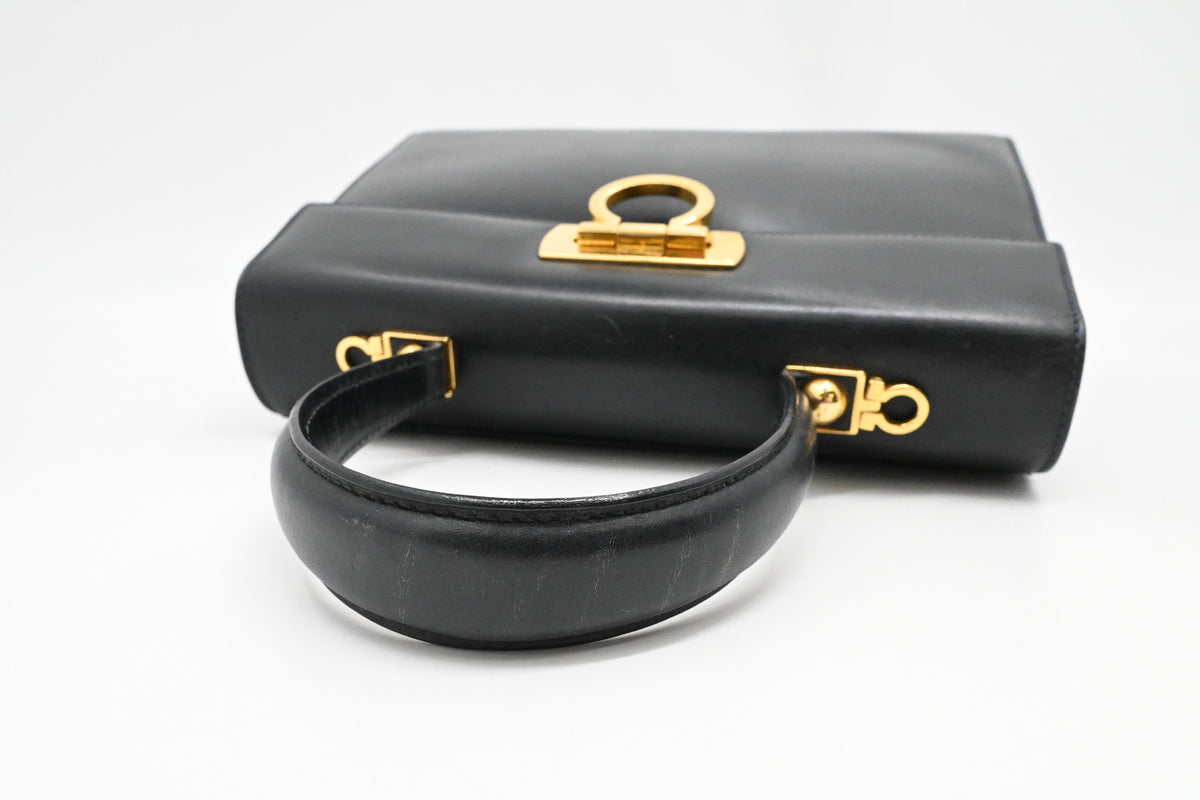Ferragamo Gancini Handbag in Dark Blue Leather