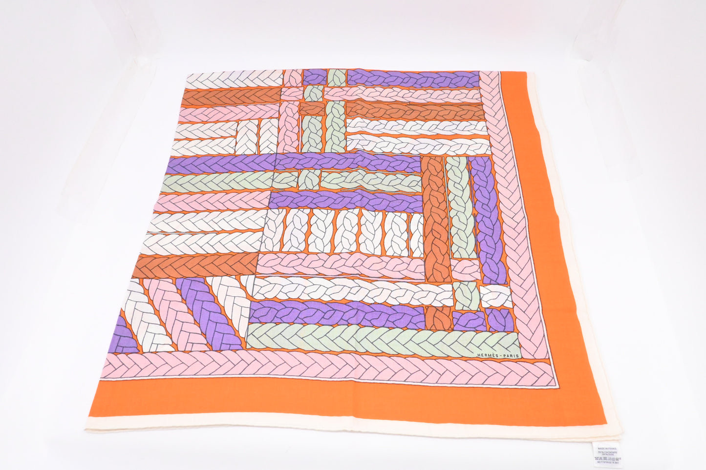 Hermes Carre 140 "Tresses H" in Cashmere and Silk