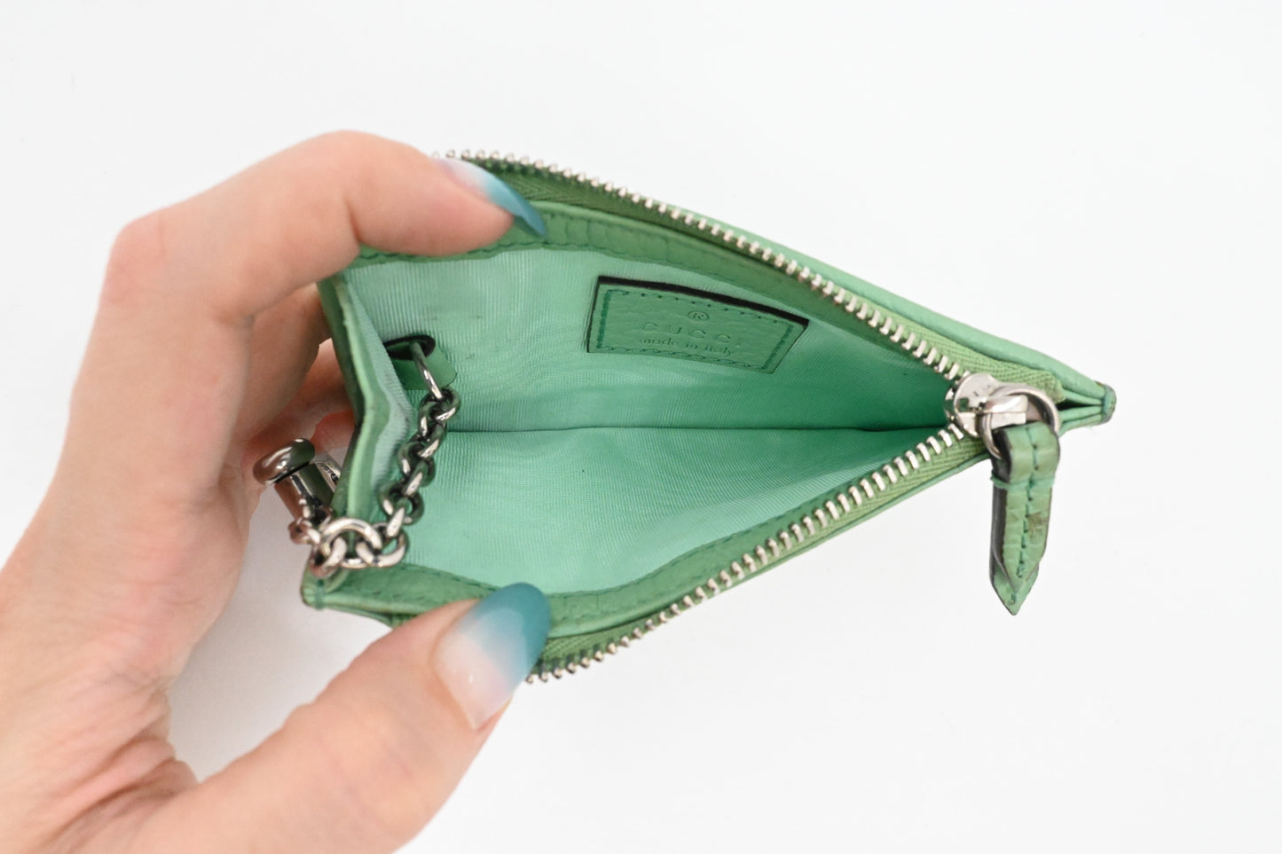 Gucci Marmont Coin Case in Light Green Leather