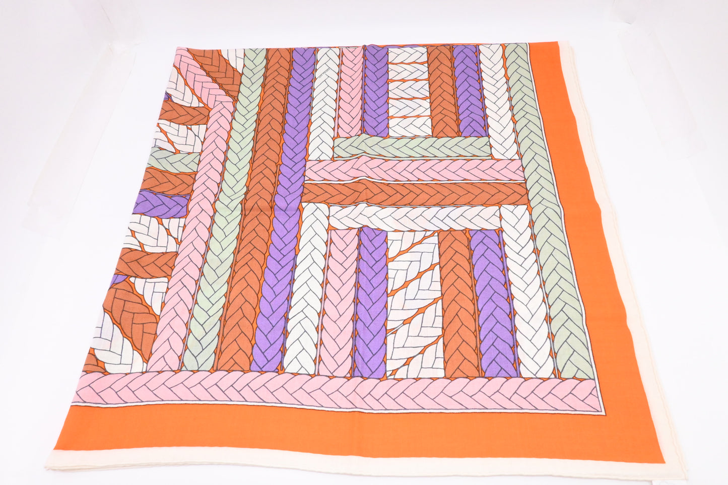 Hermes Carre 140 "Tresses H" in Cashmere and Silk