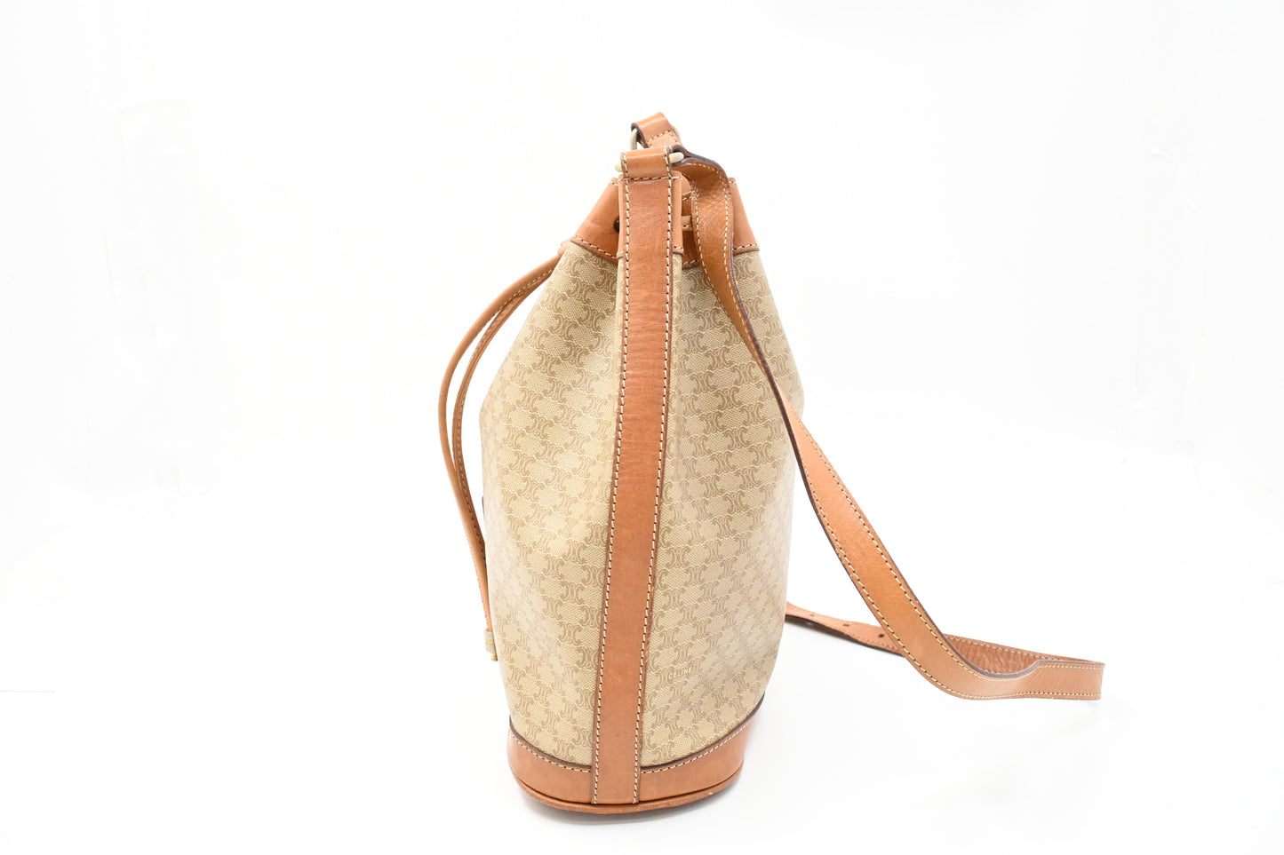 Celine Bucket Shoulder Bag in Beige Macadam Coated Canvas