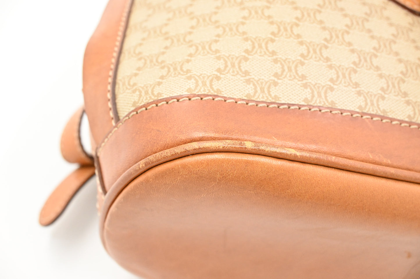 Celine Bucket Shoulder Bag in Beige Macadam Coated Canvas