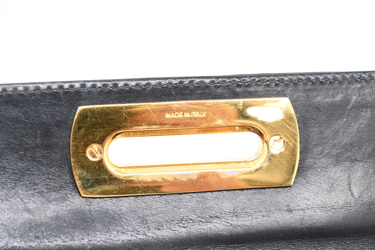 Ferragamo Gancini Handbag in Dark Blue Leather