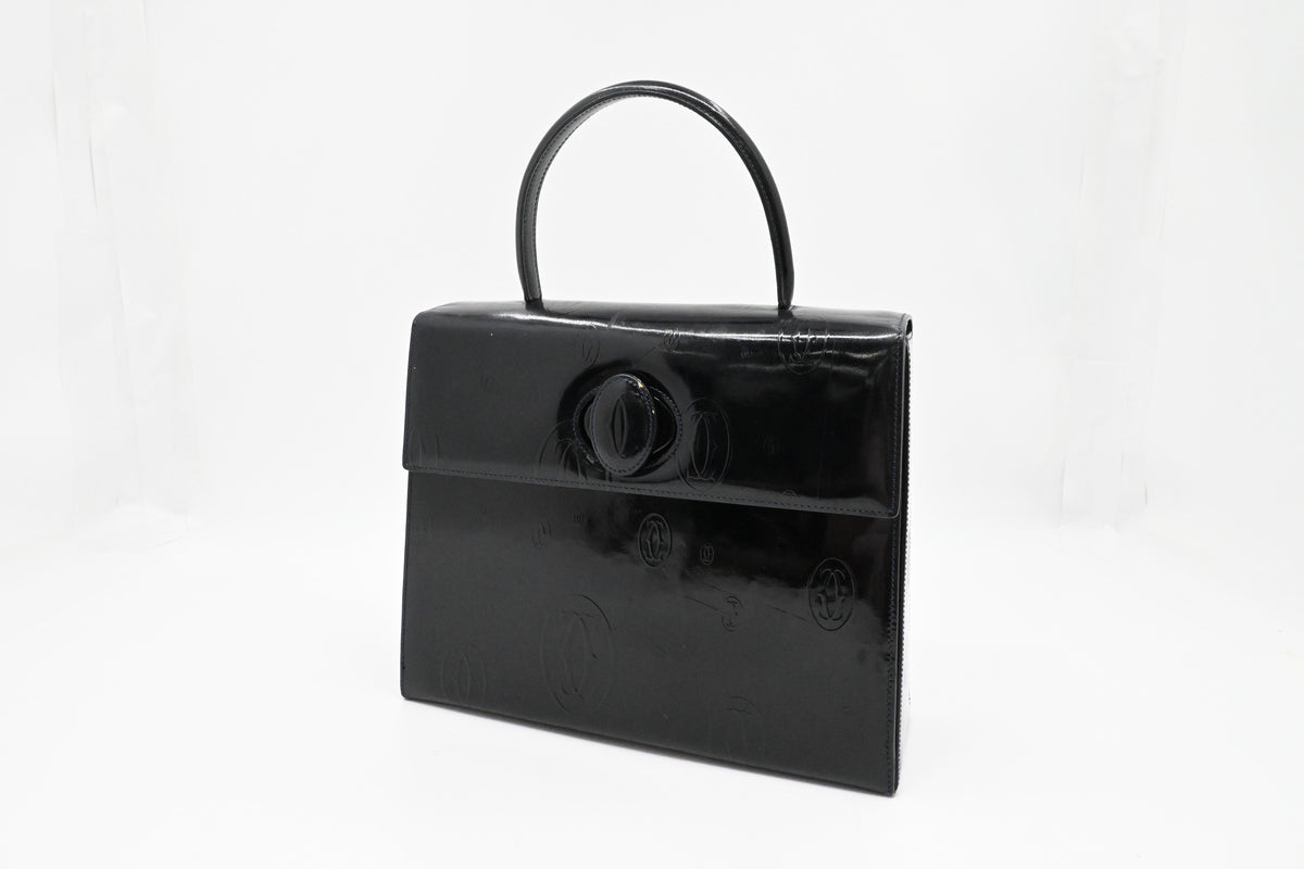 Cartier Hand Bag in Dark Blue Patent Leather