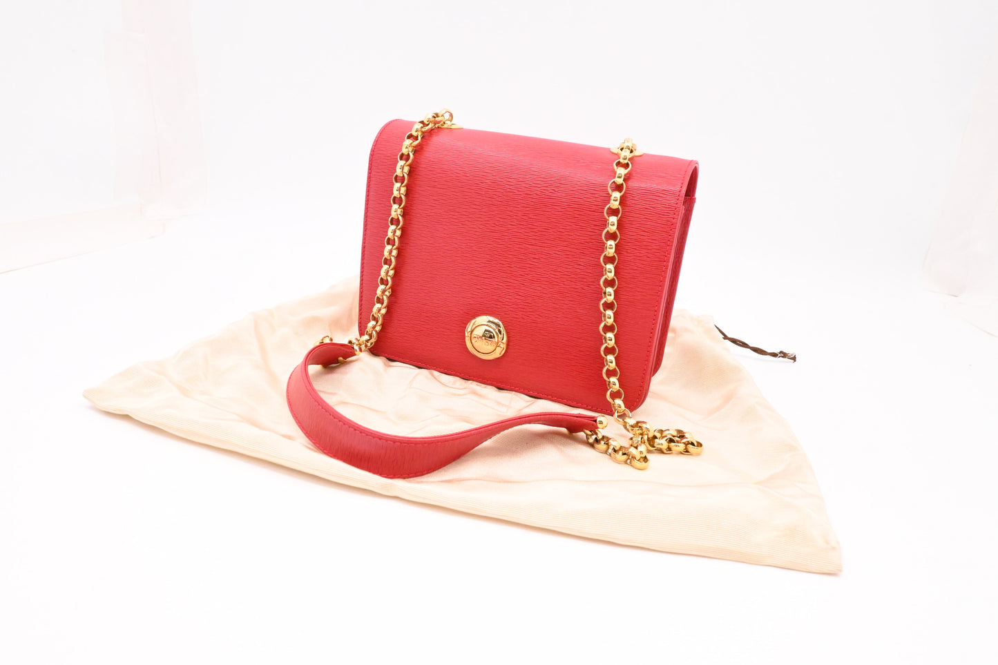 Chloe Chain Shoulder Bag in Red Leather
