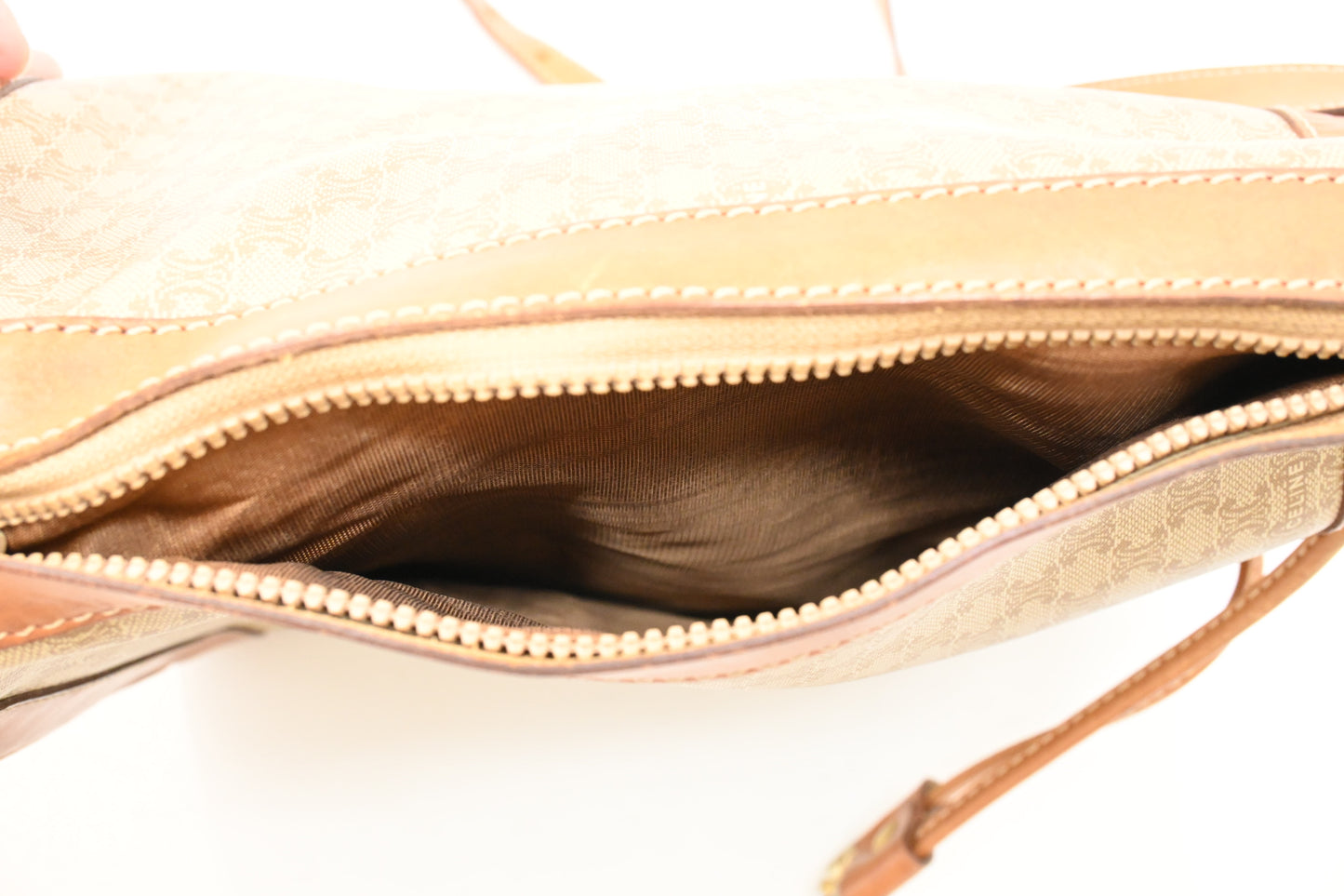 Celine Bucket Shoulder Bag in Beige Macadam Coated Canvas
