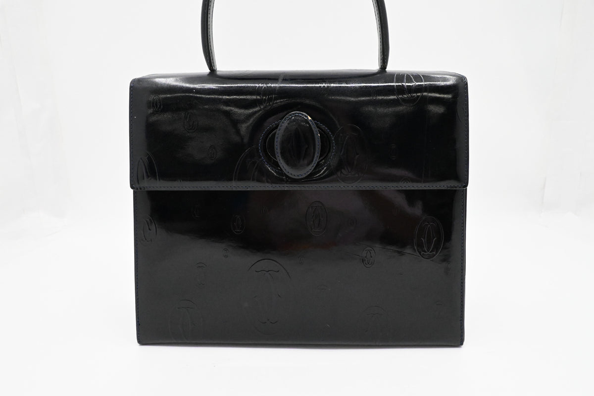 Cartier Hand Bag in Dark Blue Patent Leather