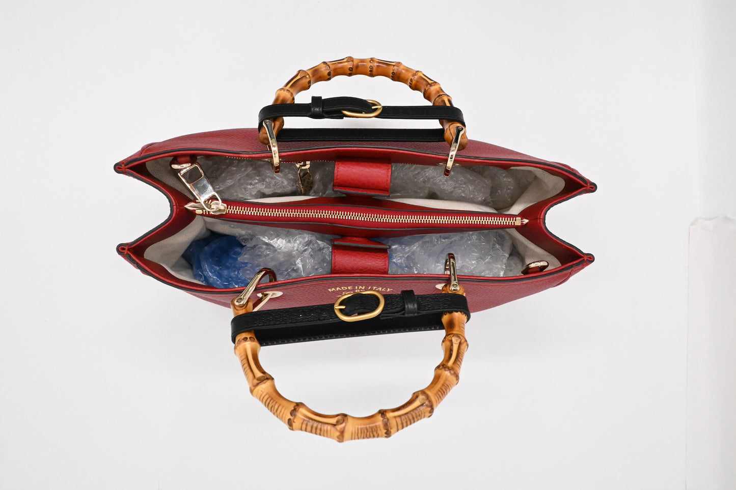 Gucci Bamboo Shopper Bag in Red Leather