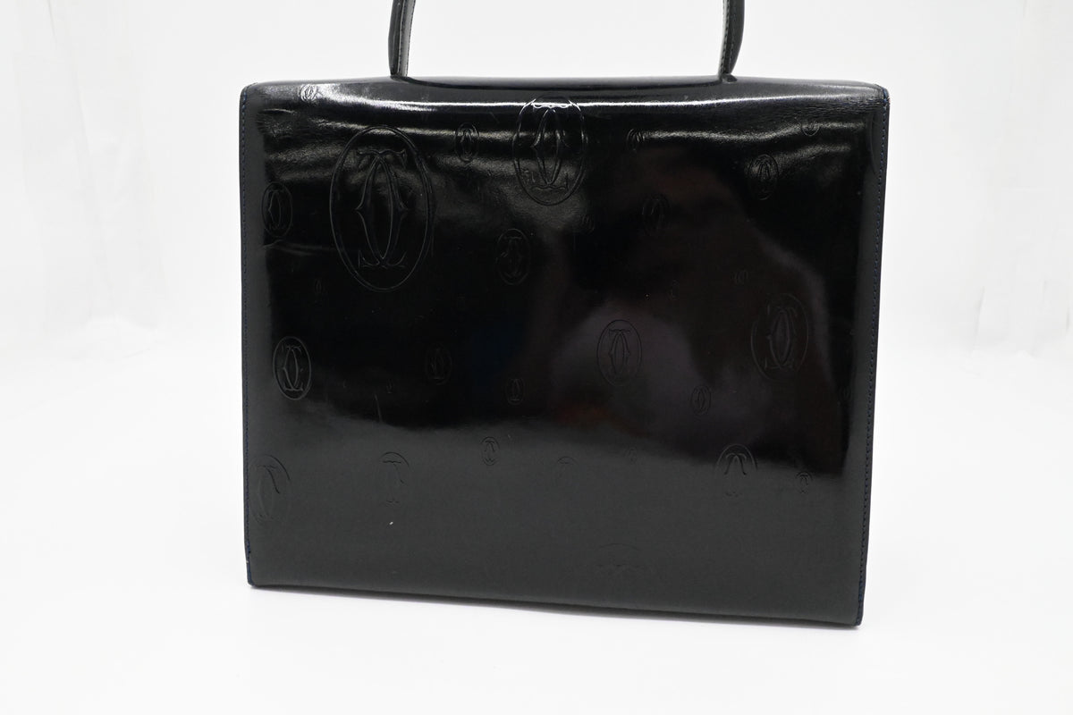Cartier Hand Bag in Dark Blue Patent Leather