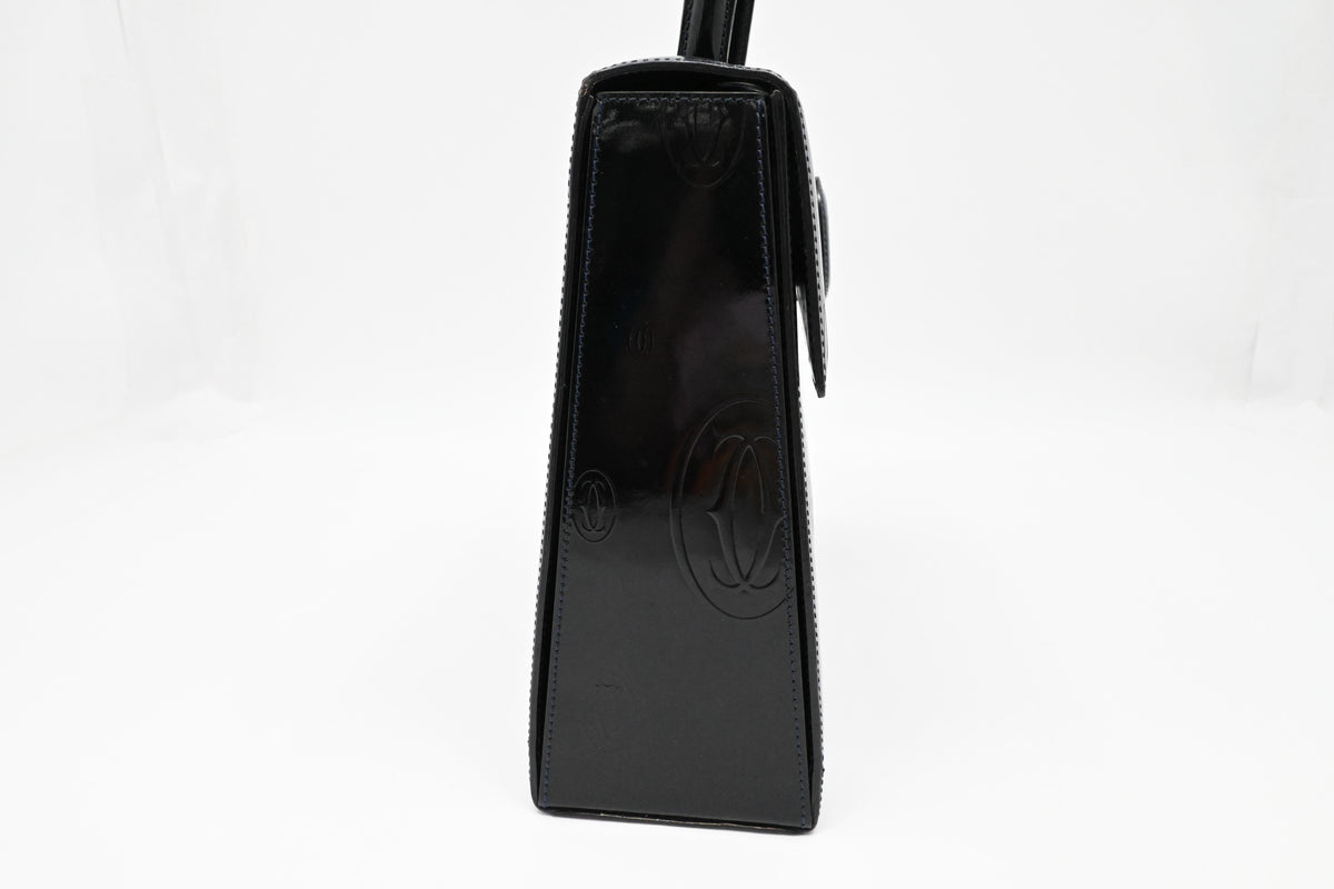 Cartier Hand Bag in Dark Blue Patent Leather