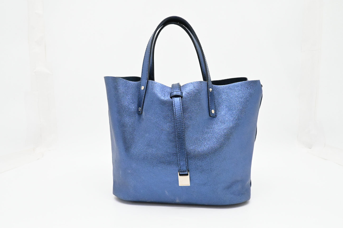 Tiffany & Co. Reversible Tote PM in Metallic Blue Leather