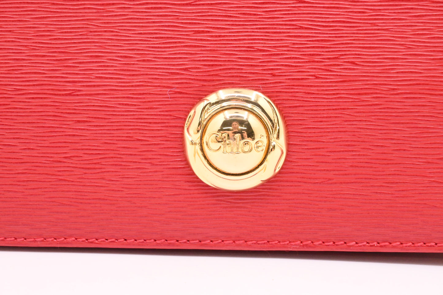 Chloe Chain Shoulder Bag in Red Leather