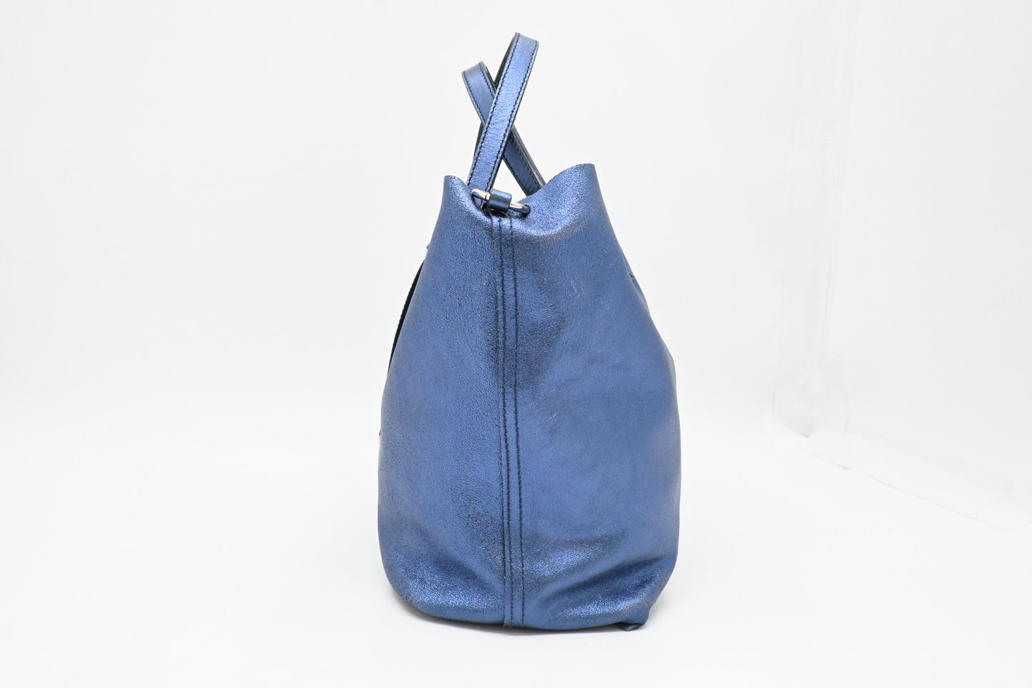 Tiffany & Co. Reversible Tote PM in Metallic Blue Leather