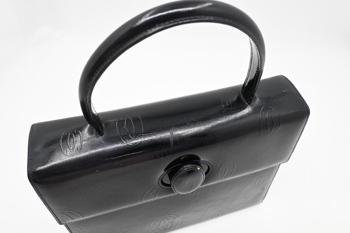 Cartier Hand Bag in Dark Blue Patent Leather