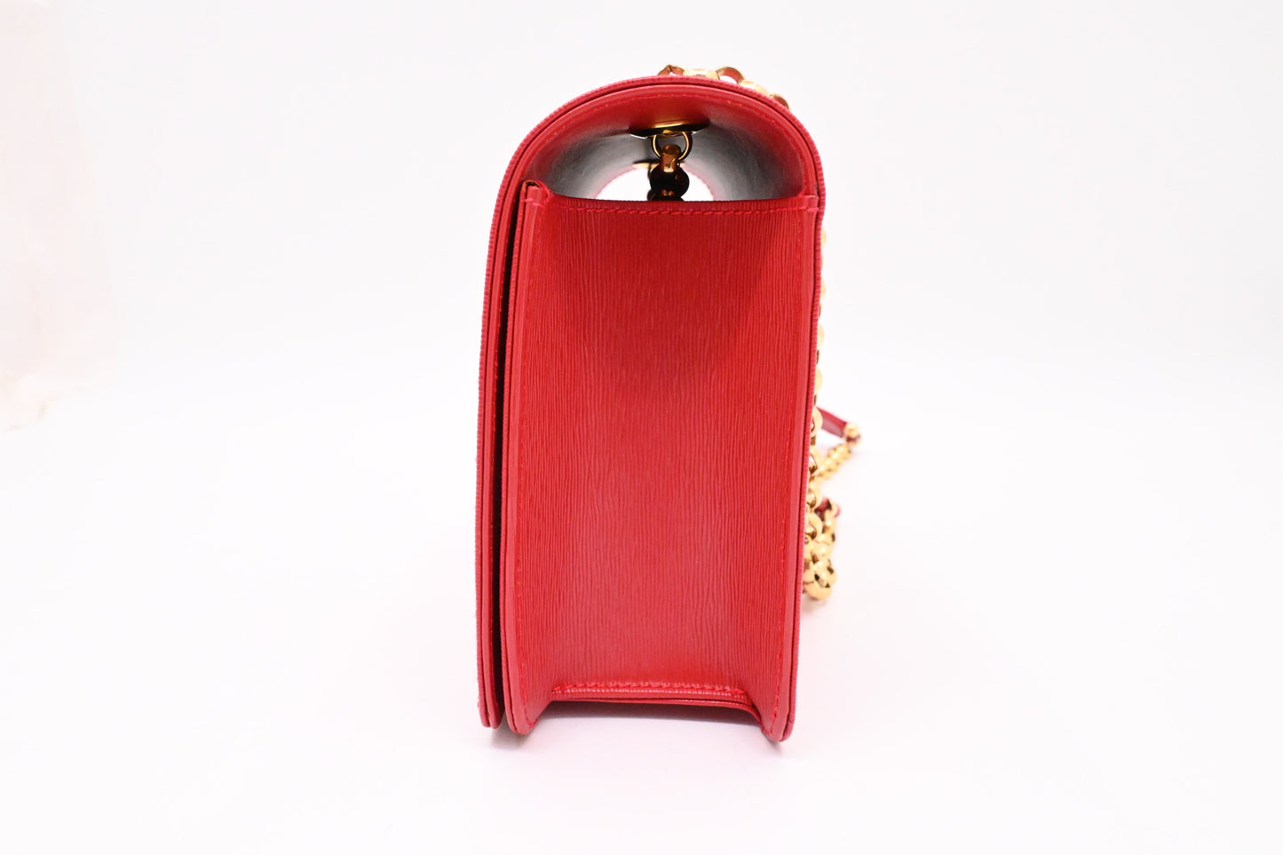 Chloe Chain Shoulder Bag in Red Leather