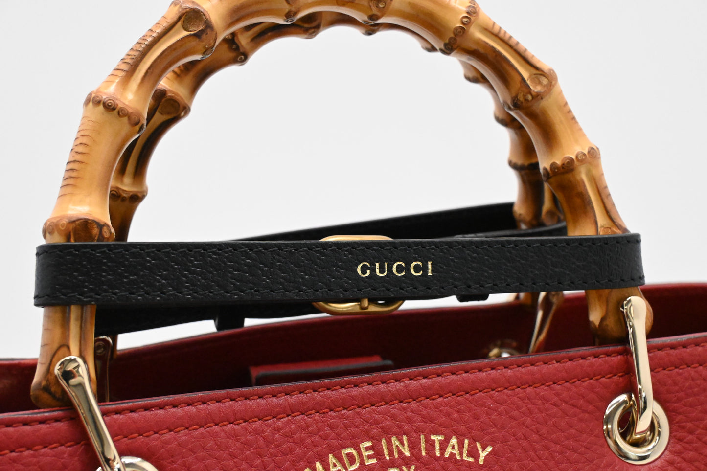 Gucci Bamboo Shopper Bag in Red Leather