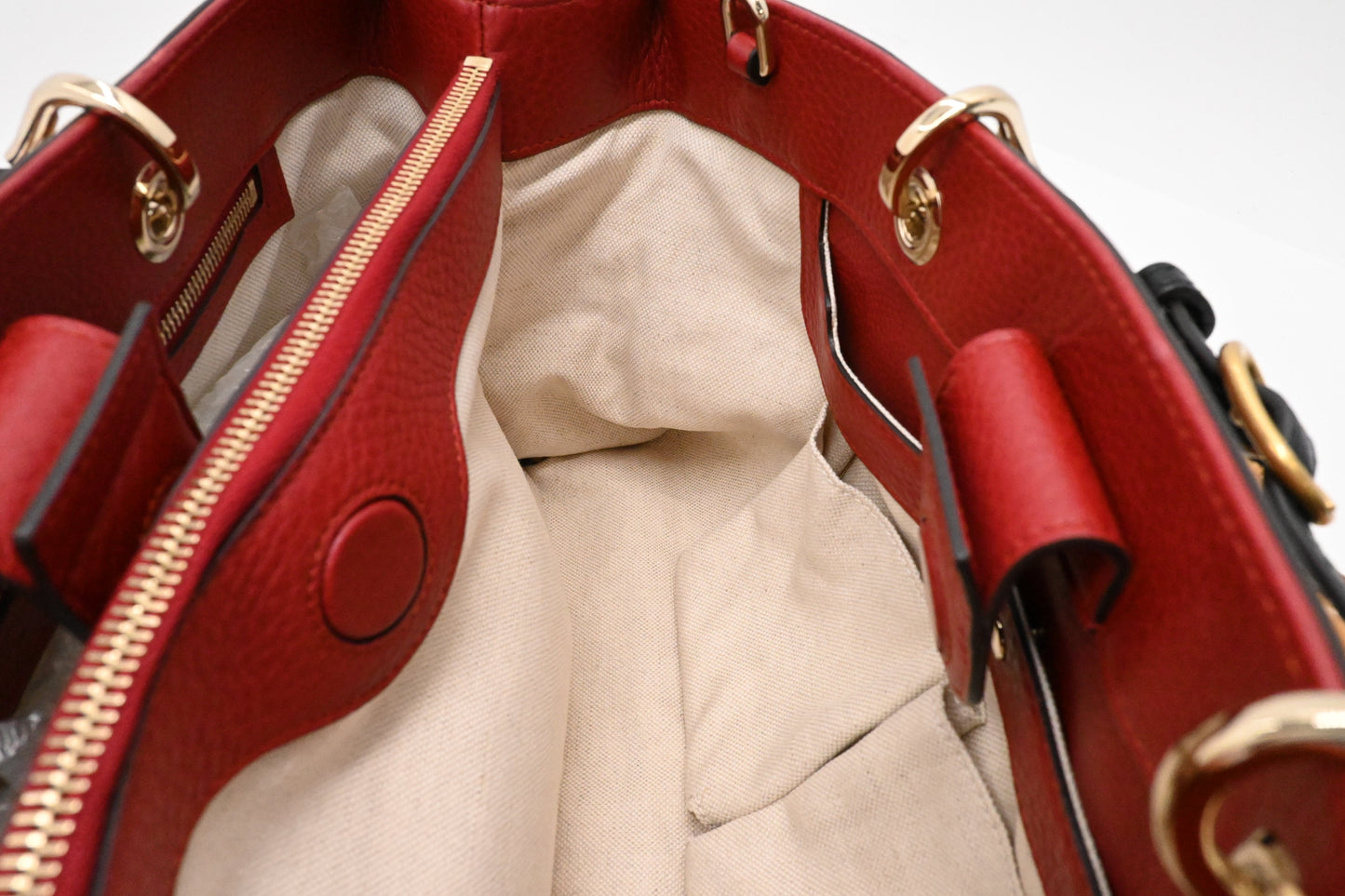 Gucci Bamboo Shopper Bag in Red Leather