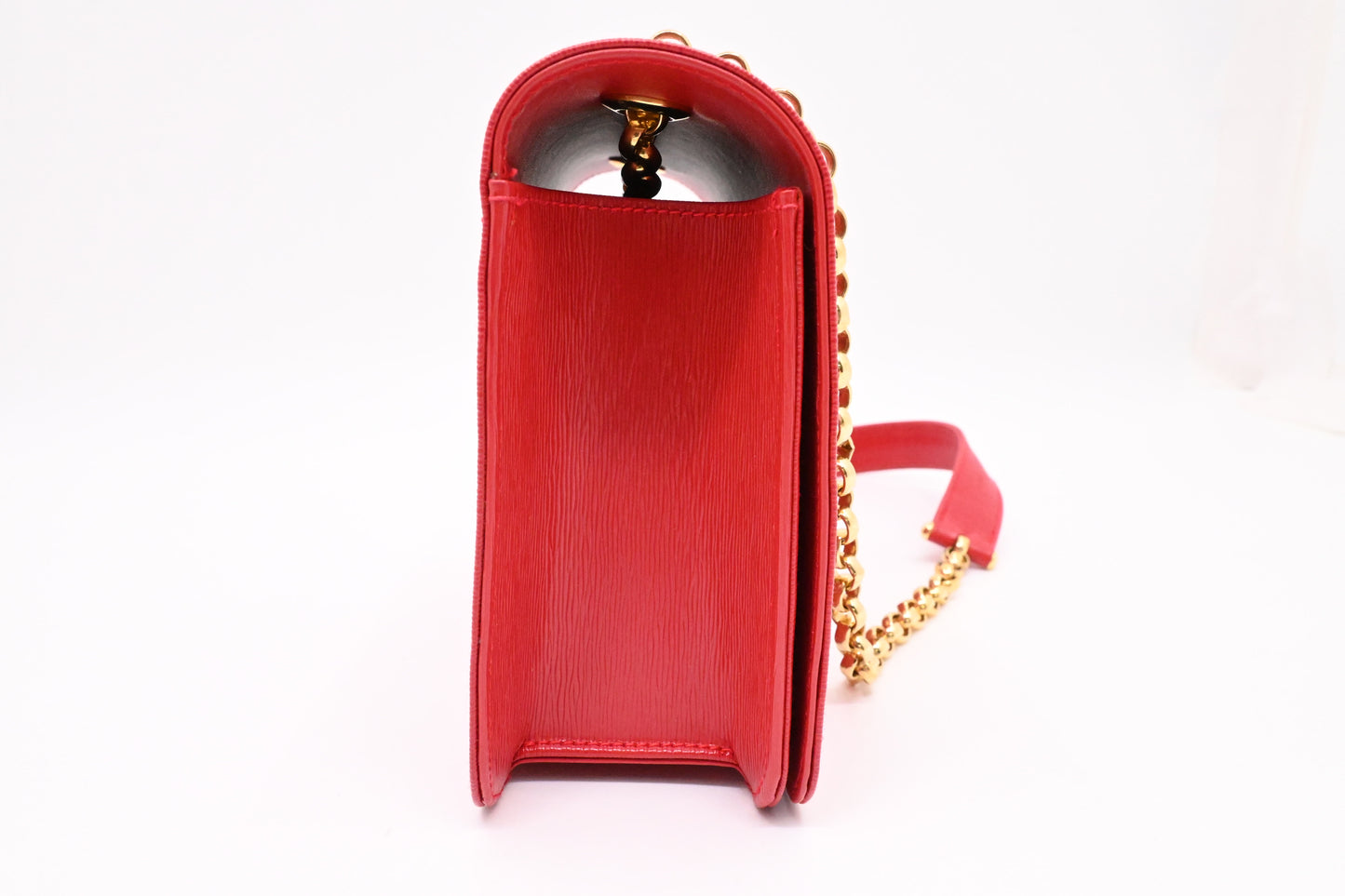 Chloe Chain Shoulder Bag in Red Leather