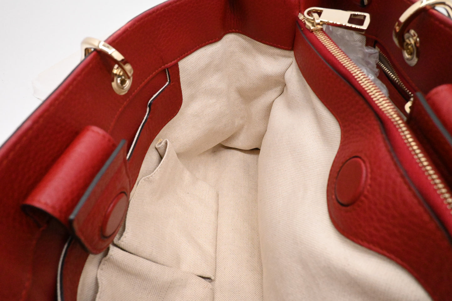 Gucci Bamboo Shopper Bag in Red Leather