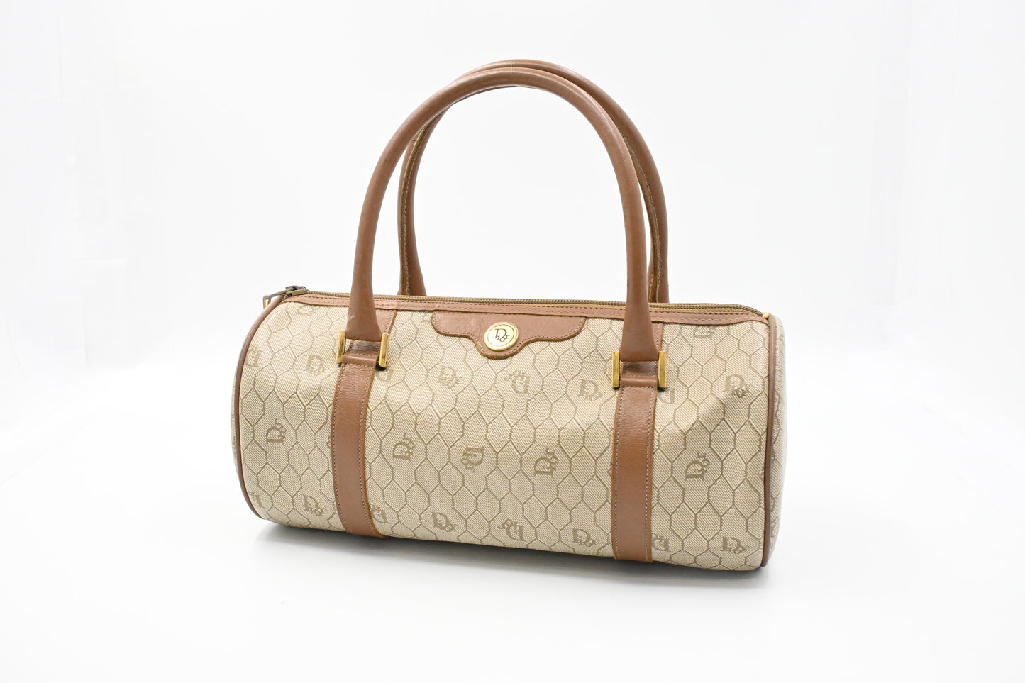 Dior Round Handbag in Beige Honeycomb Canvas