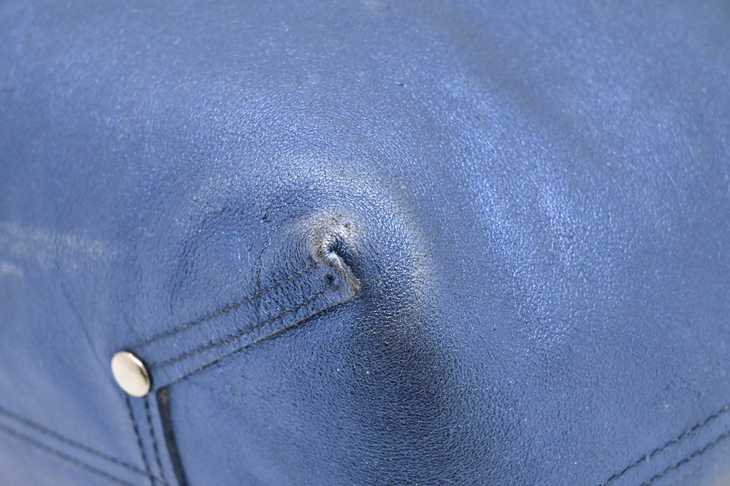 Tiffany & Co. Reversible Tote PM in Metallic Blue Leather