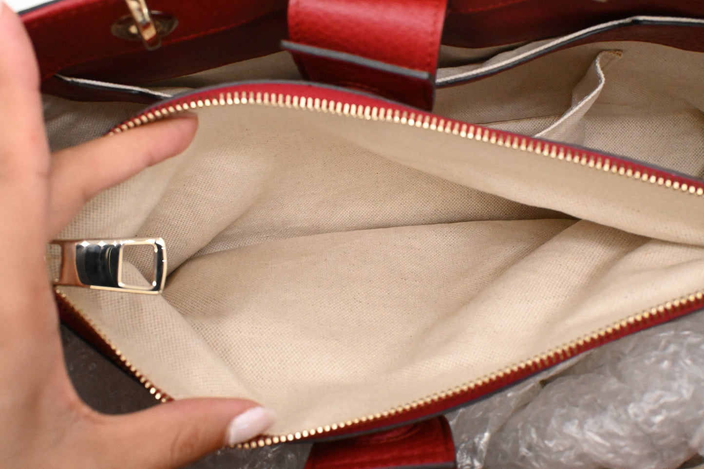 Gucci Bamboo Shopper Bag in Red Leather