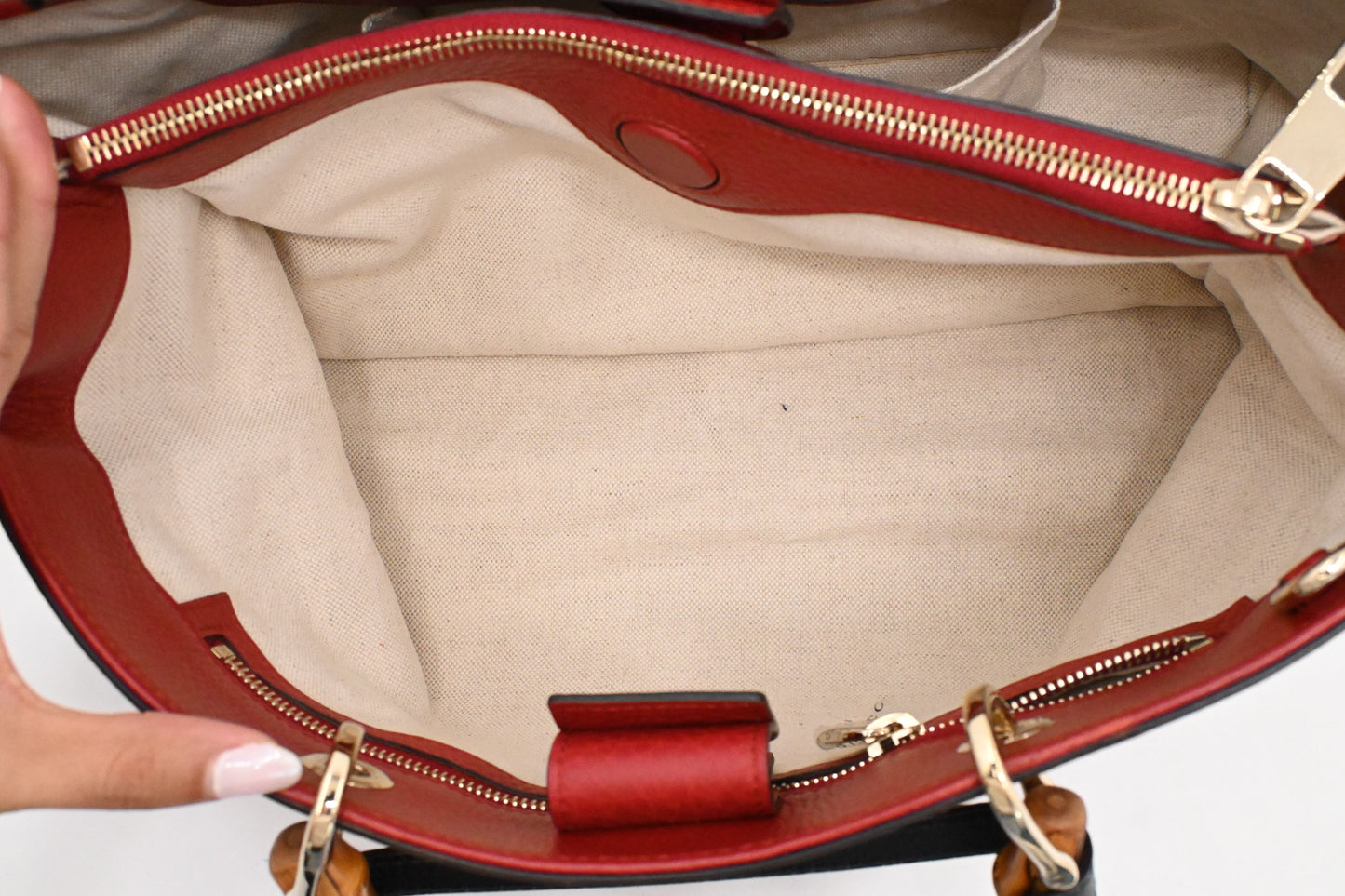 Gucci Bamboo Shopper Bag in Red Leather