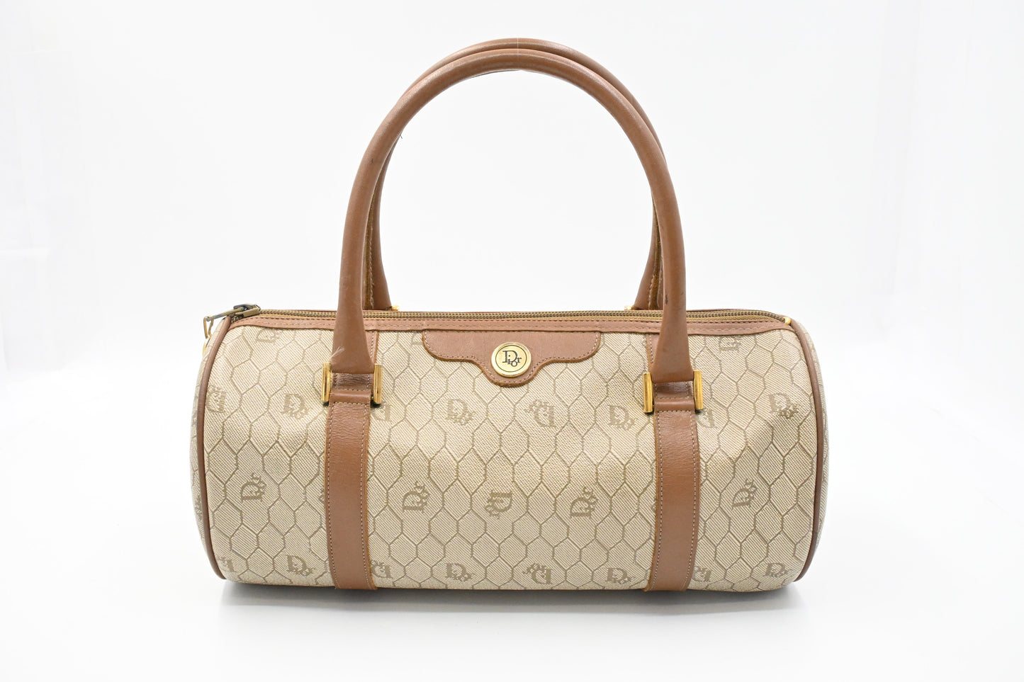 Dior Round Handbag in Beige Honeycomb Canvas