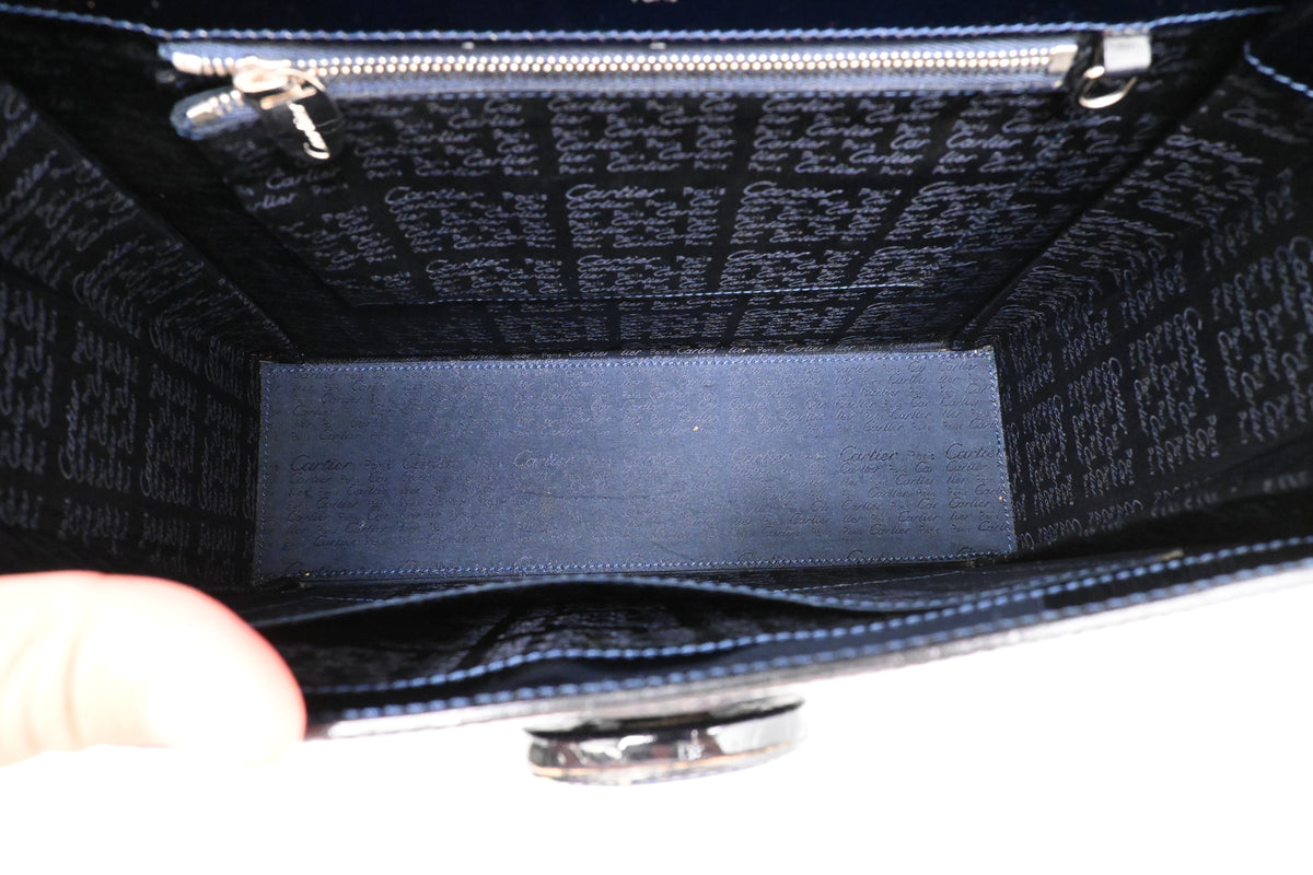 Cartier Hand Bag in Dark Blue Patent Leather