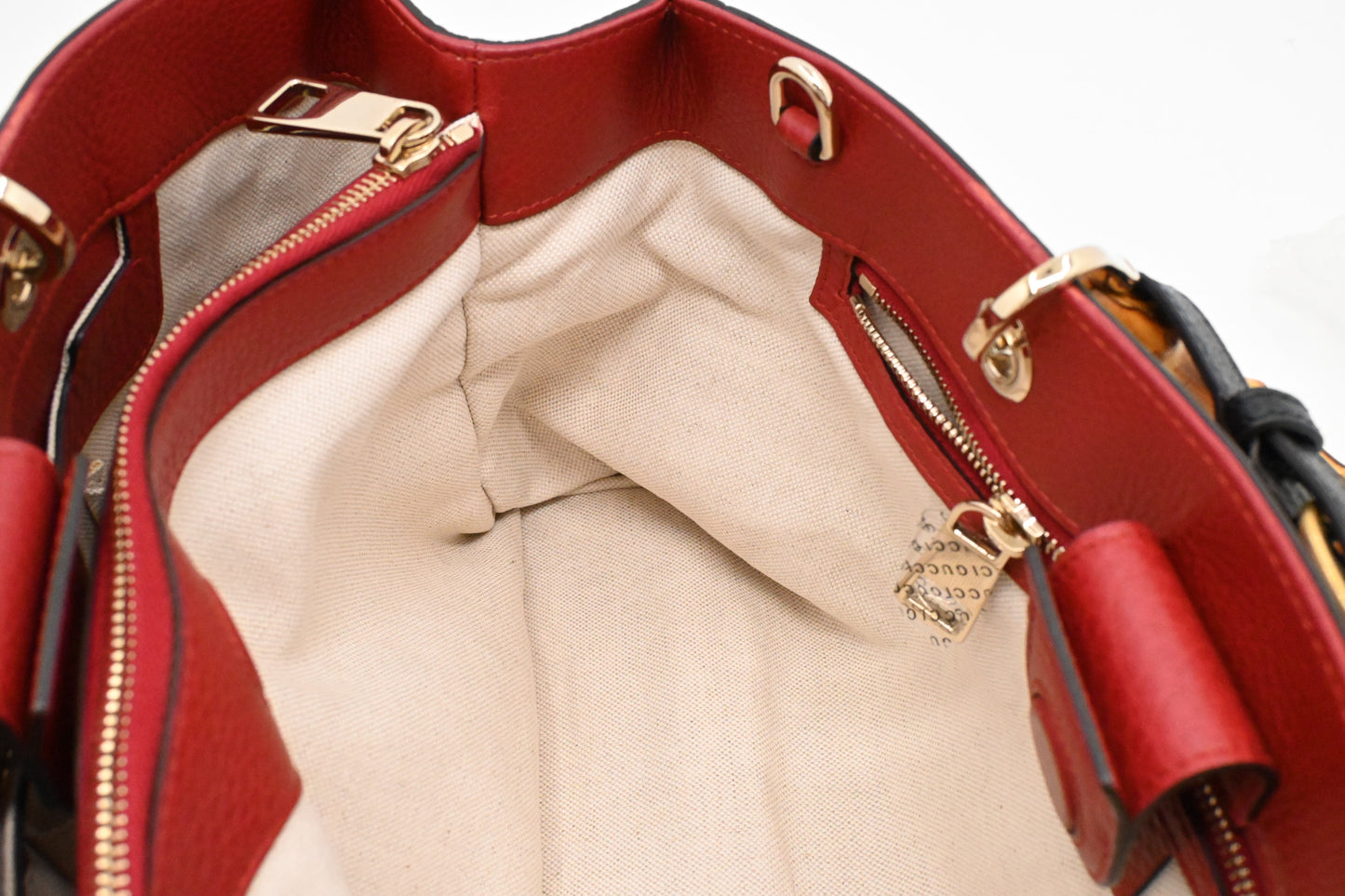 Gucci Bamboo Shopper Bag in Red Leather