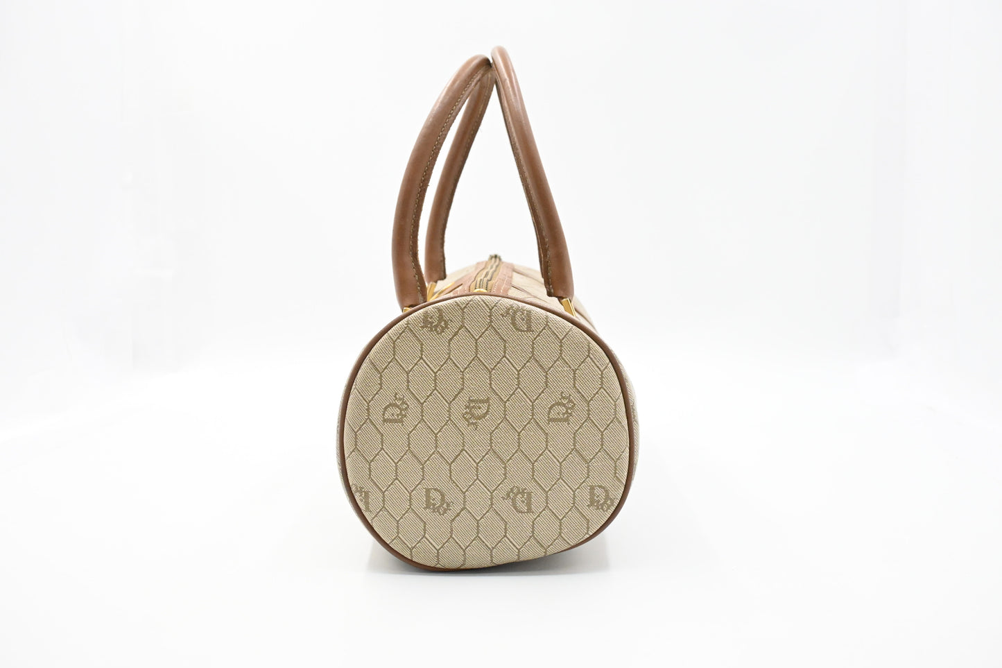 Dior Round Handbag in Beige Honeycomb Canvas