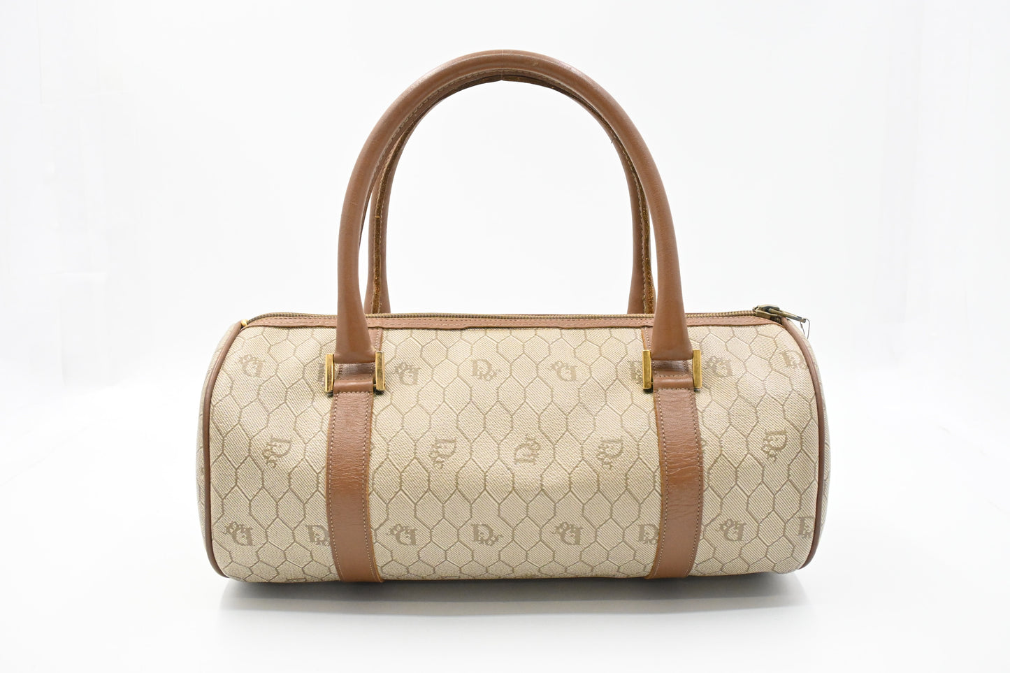 Dior Round Handbag in Beige Honeycomb Canvas