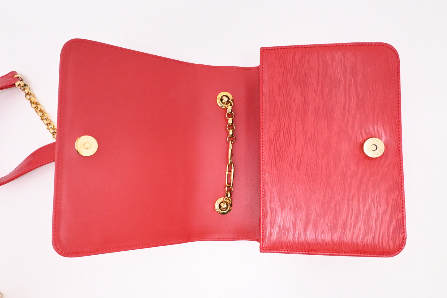 Chloe Chain Shoulder Bag in Red Leather