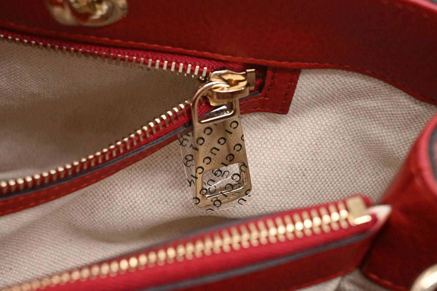 Gucci Bamboo Shopper Bag in Red Leather