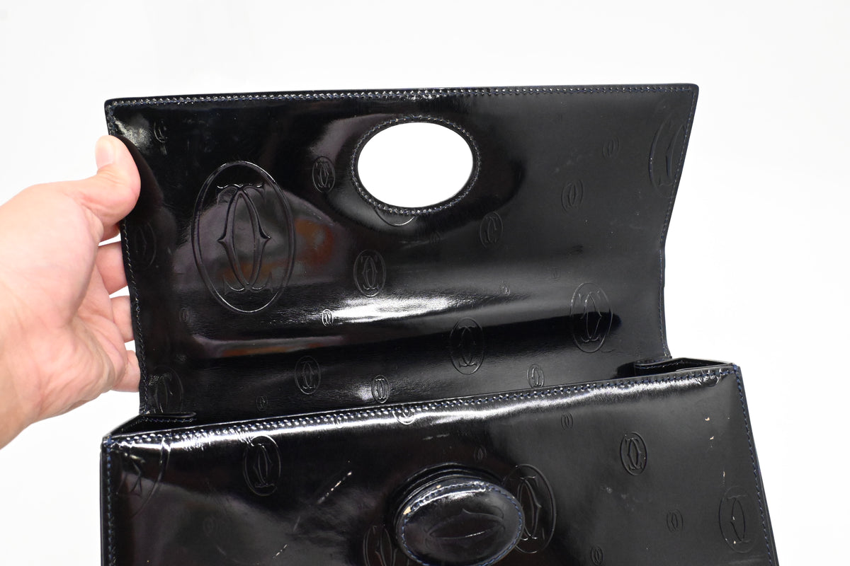 Cartier Hand Bag in Dark Blue Patent Leather