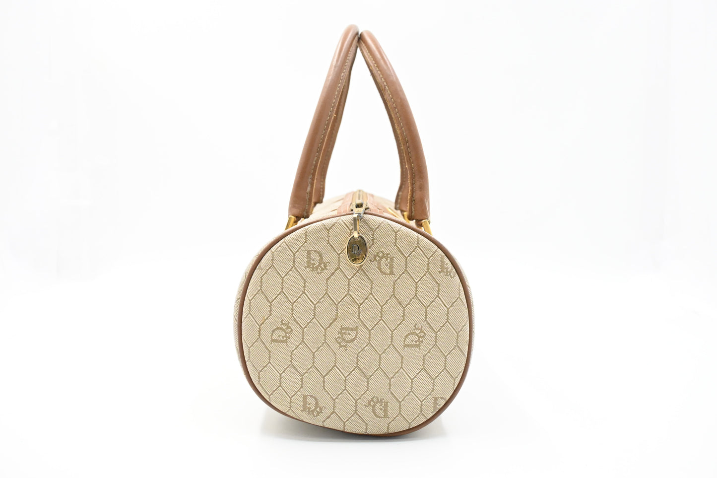 Dior Round Handbag in Beige Honeycomb Canvas