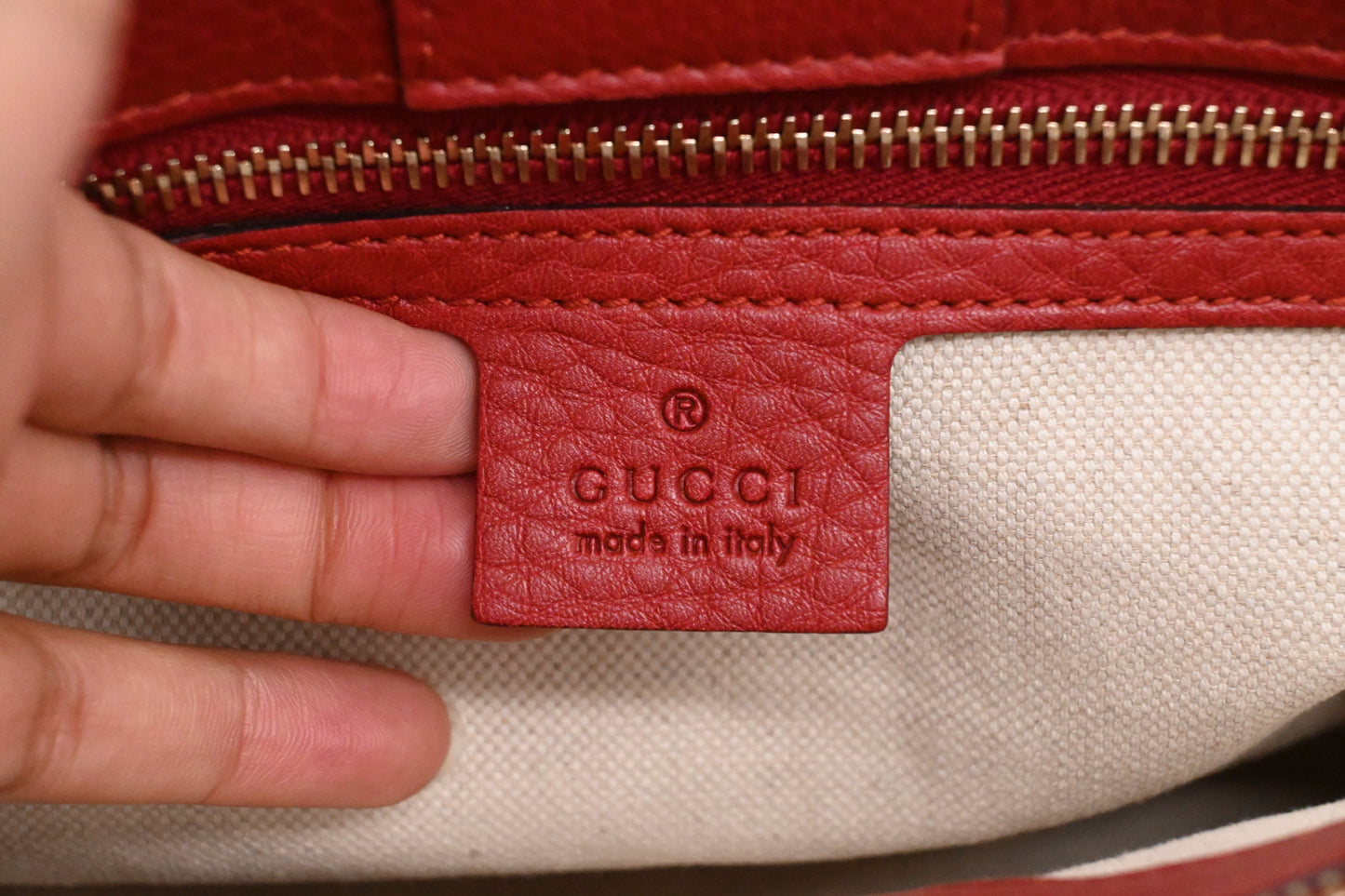 Gucci Bamboo Shopper Bag in Red Leather