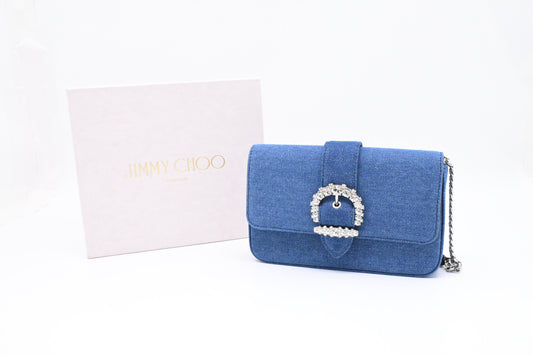 Jimmy Choo Cheri Shoulder Bag in Blue Denim