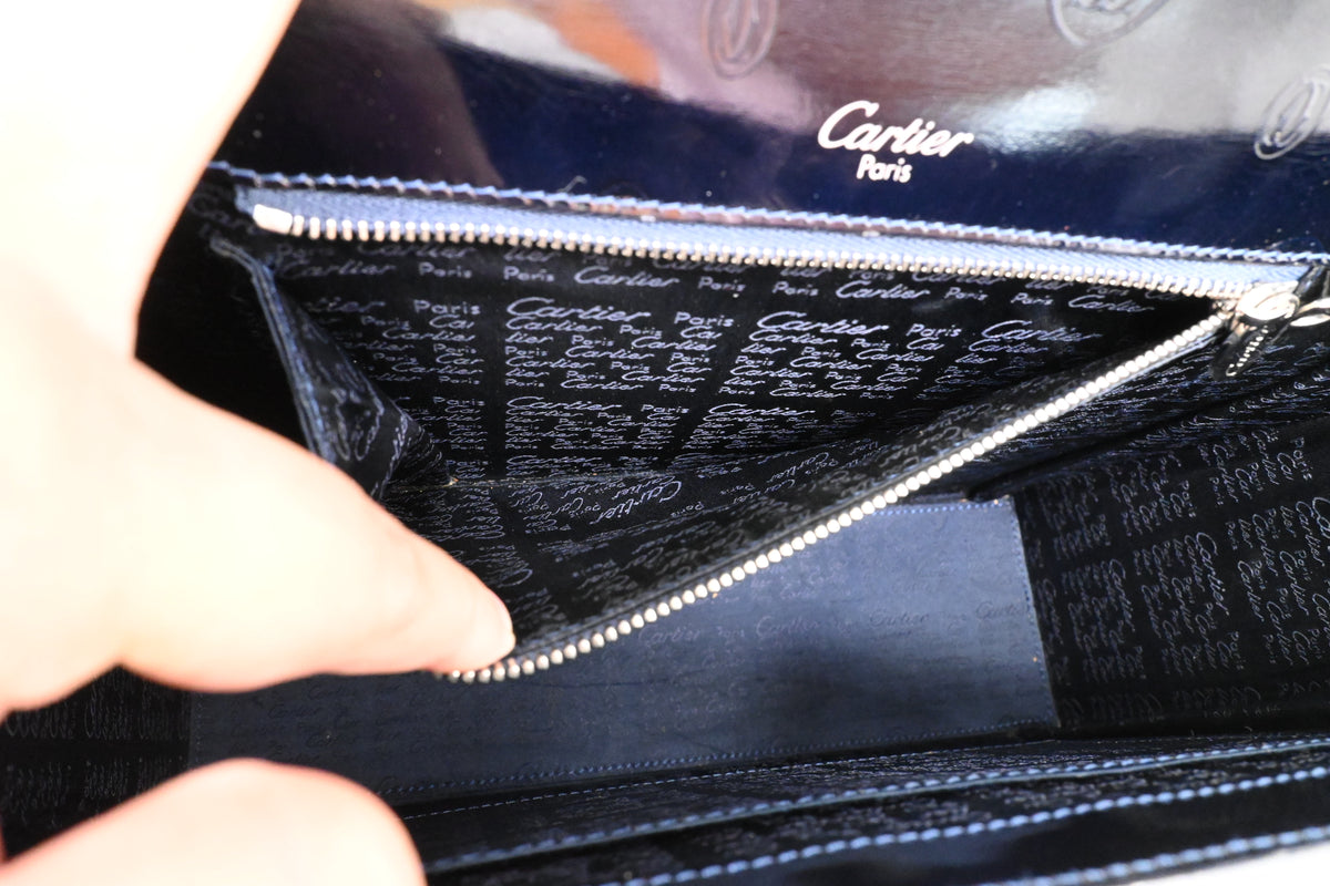Cartier Hand Bag in Dark Blue Patent Leather