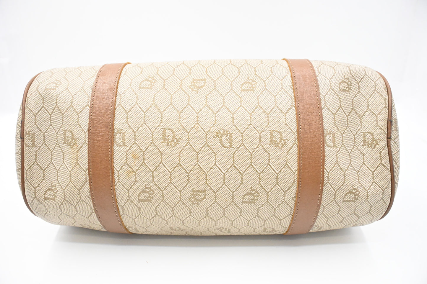 Dior Round Handbag in Beige Honeycomb Canvas