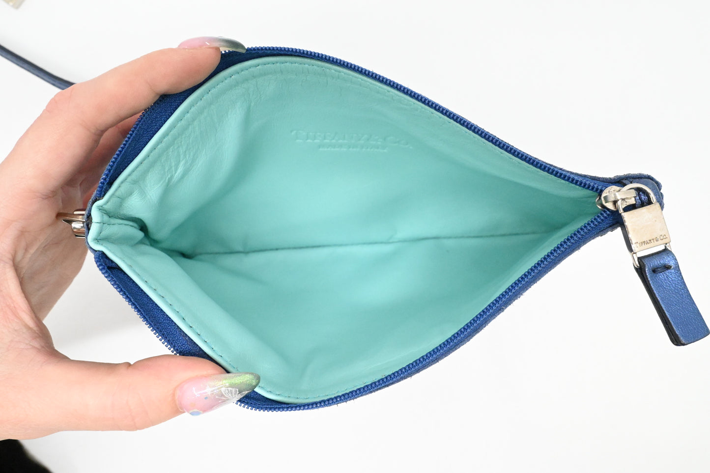 Tiffany & Co. Reversible Tote PM in Metallic Blue Leather