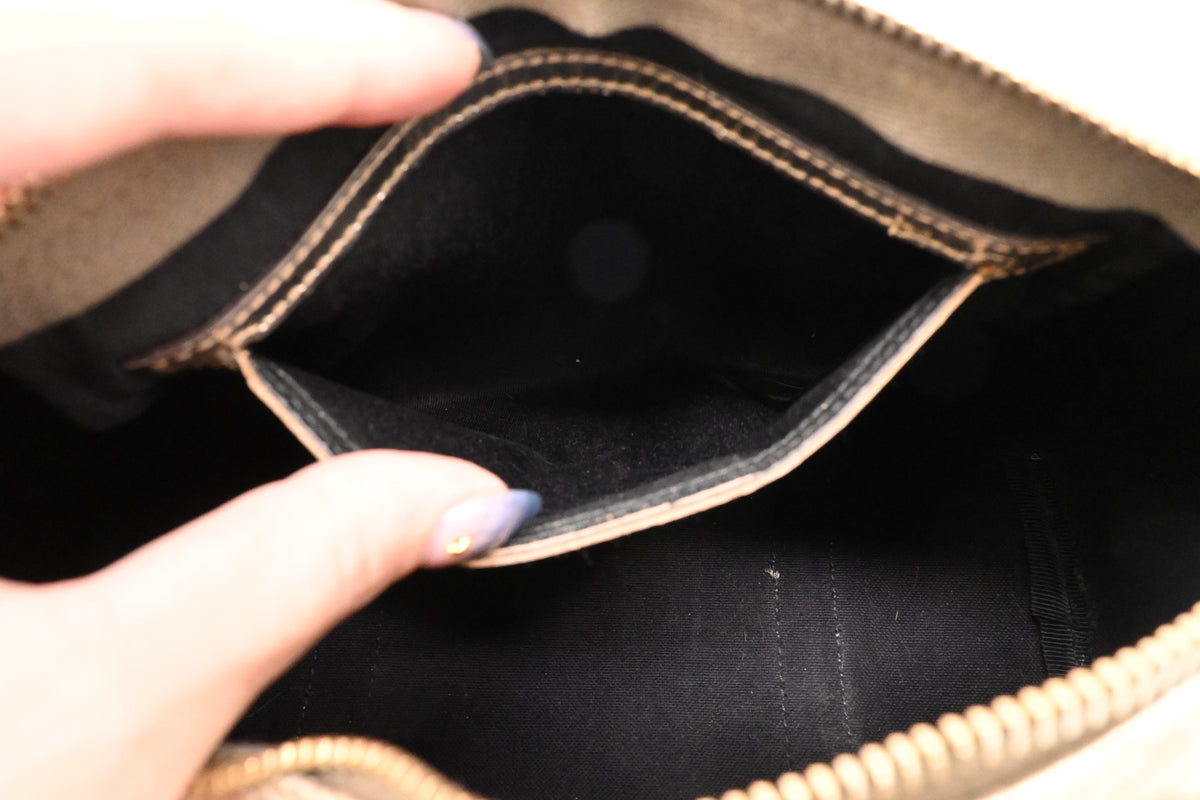 Gucci Mini Boston Bag in White GG Canvas and Gold Leather
