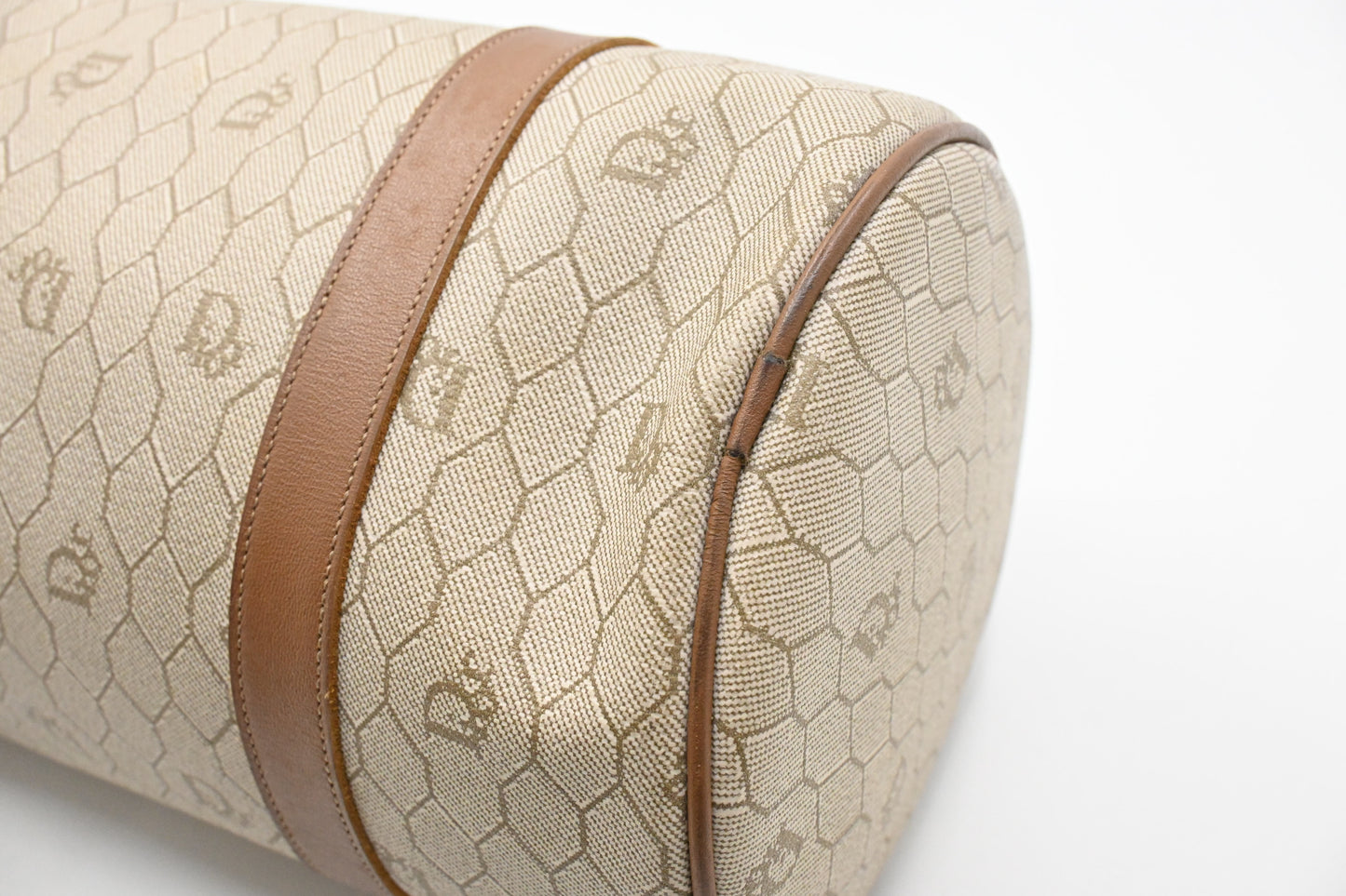 Dior Round Handbag in Beige Honeycomb Canvas