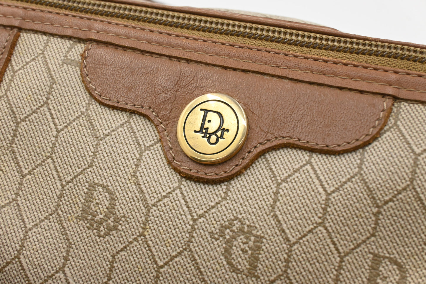 Dior Round Handbag in Beige Honeycomb Canvas