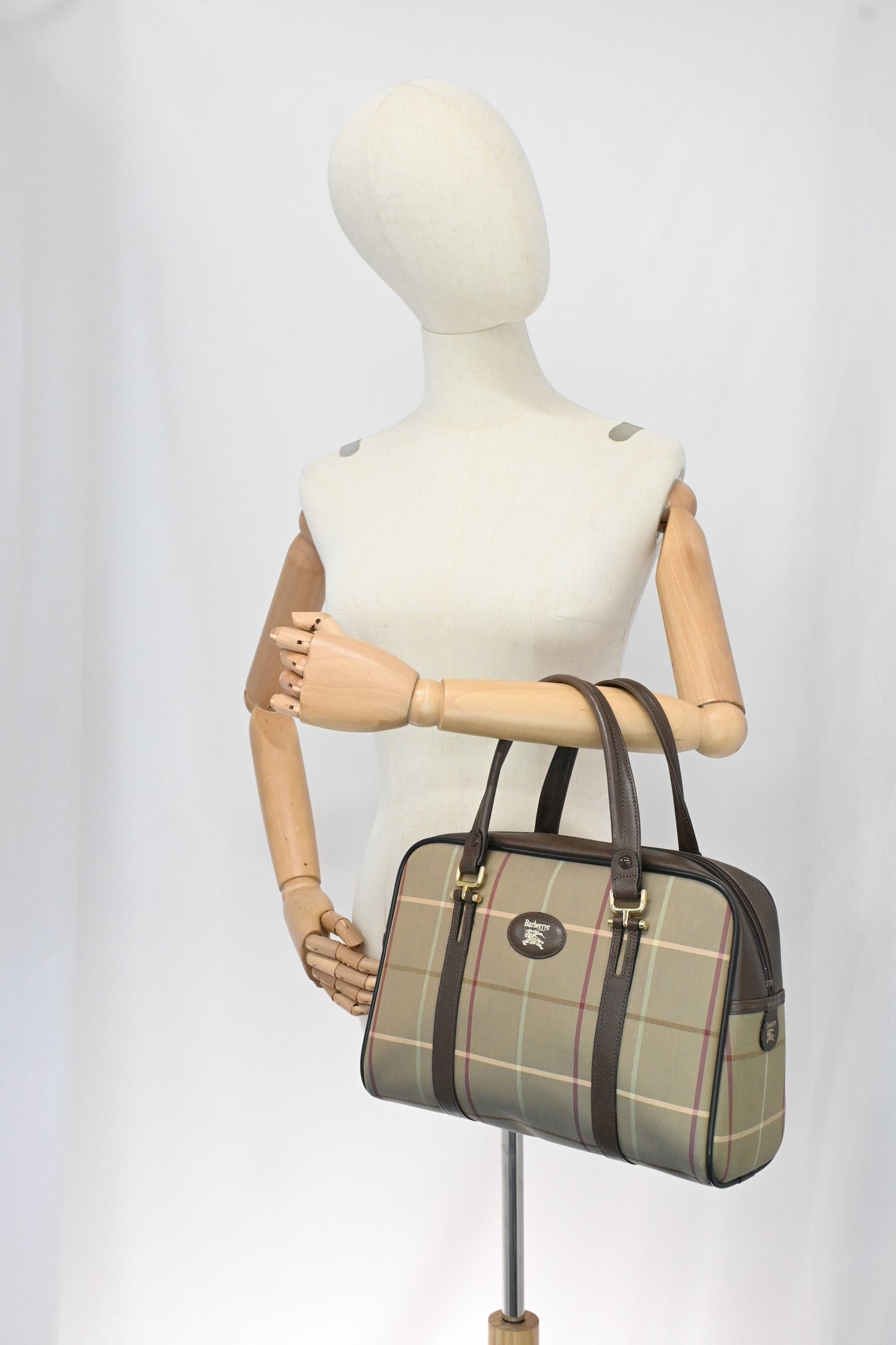 Burberry Handbag in Green Check Canvas