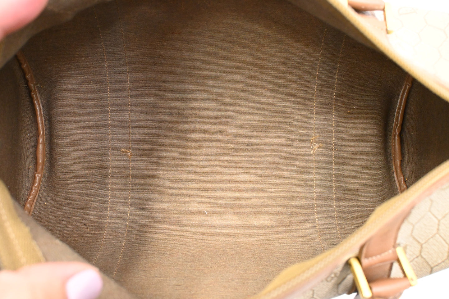 Dior Round Handbag in Beige Honeycomb Canvas