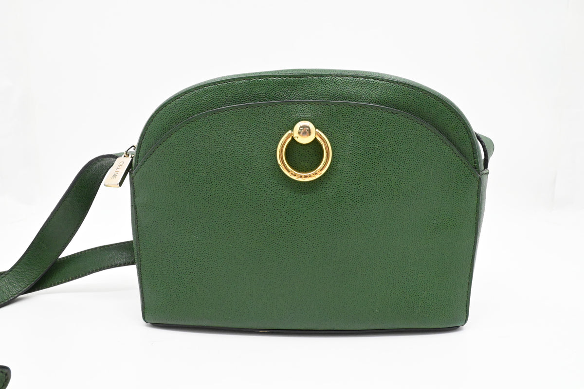 Celine Crossbody Bag in Green Leather